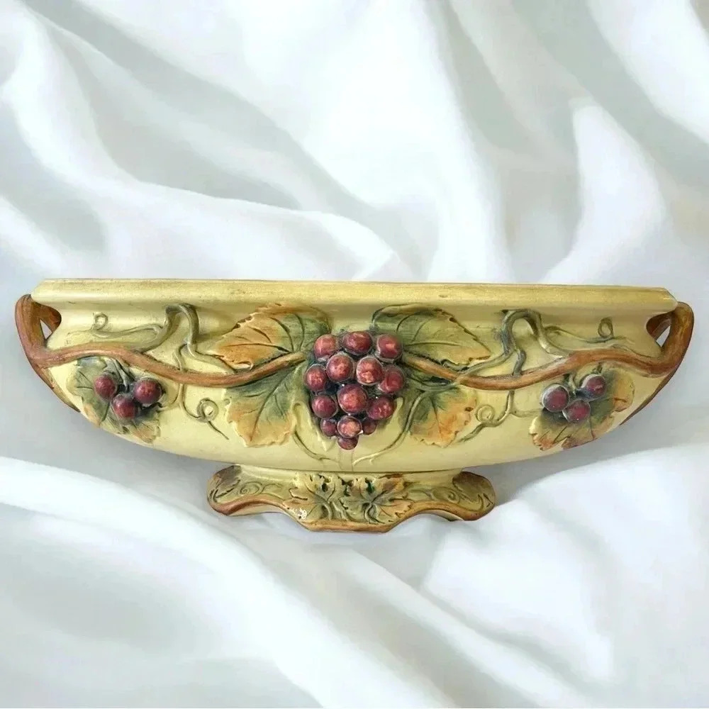 Weller Grape & Vine Motif Large Oval Porcelain Planter/Vase